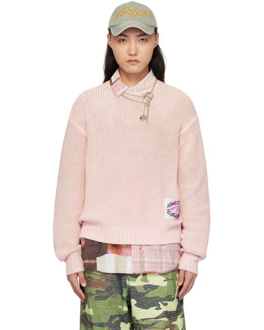 Acne Multicolor Pink Patch Sweater for men