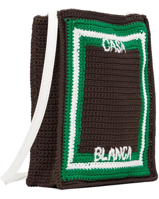 Casablancabrand Green Brown Scuba Mini Crocheted Bag for men