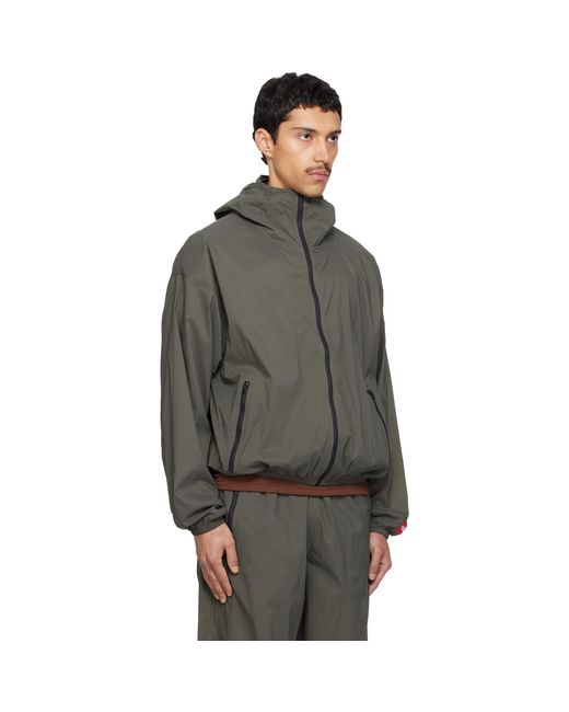 The North Face Gray Khaki Tnf Box Packable Hooded Wind Jacket for men