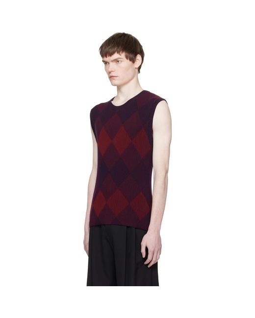 Dries Van Noten Purple Argyle Sweater Vest for men