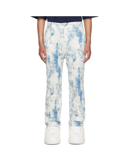 Feng Chen Wang Blue Printed Trousers for men