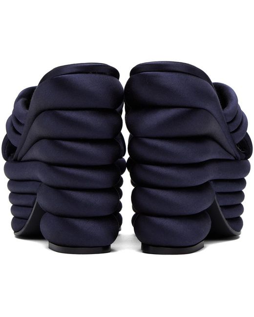 Ferragamo Blue Navy Sculptural Heeled Sandals