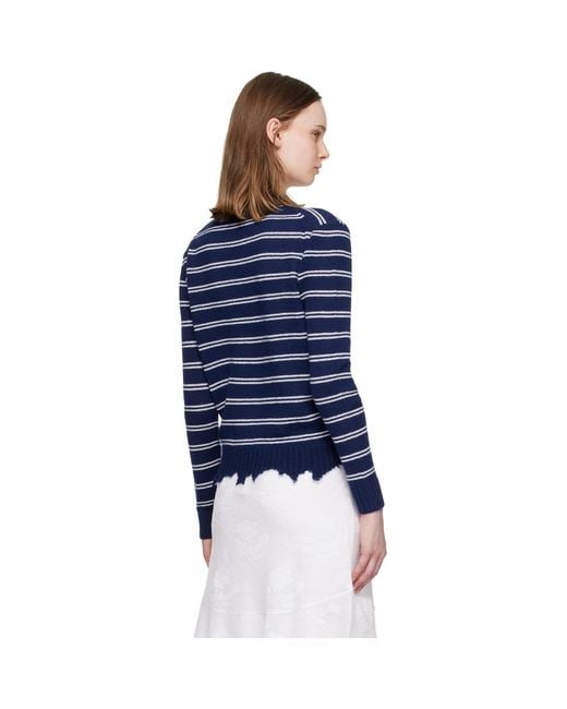 ShuShu/Tong Blue Striped Long-Sleeve Knit Polo