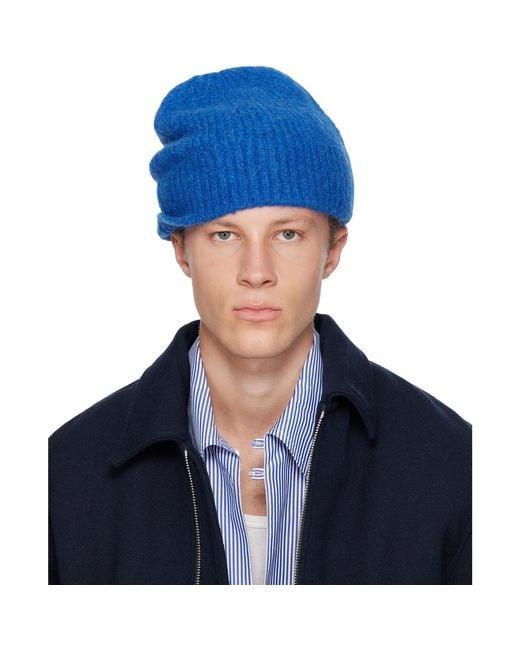 Dries Van Noten Blue Alpaca Blend Beanie for men