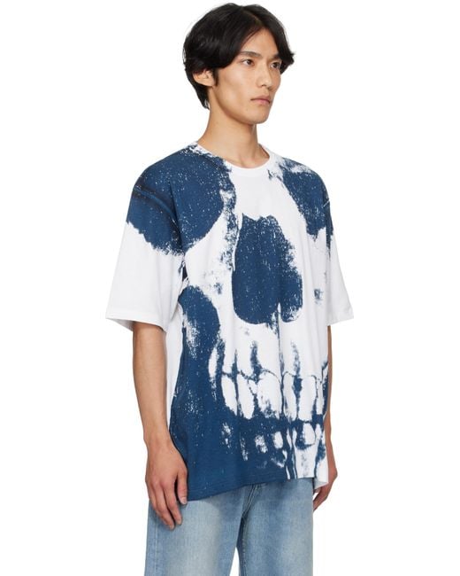 Alexander McQueen Blue Exploded Skull T-Shirt for men