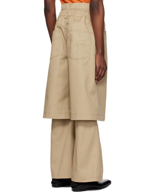MERYLL ROGGE Natural Taupe Double Trousers for men