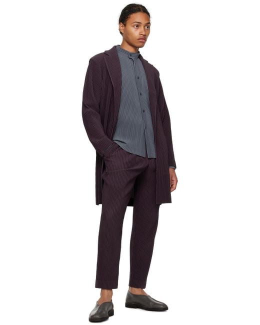 Homme Plissé Issey Miyake Homme Plissé Issey Miyake Purple Single-breasted Coat for men