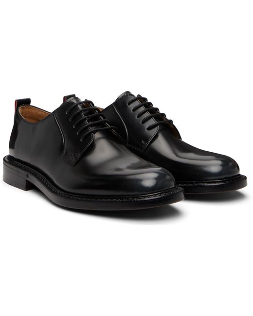 HUGO Black Leather Derbys for men