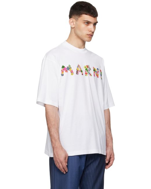 T-shirt blanc à logo modifié imprimé Marni pour homme en coloris White