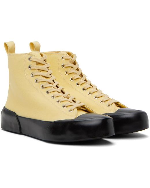 Jil Sander Black Yellow High-top Sneakers for men