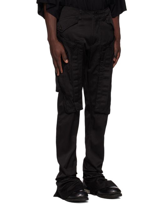 Julius Black Gas Mask Cargo Pants for men
