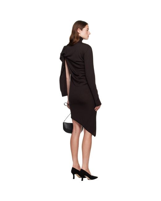 Courreges Black Off-shoulder Wool Minidress