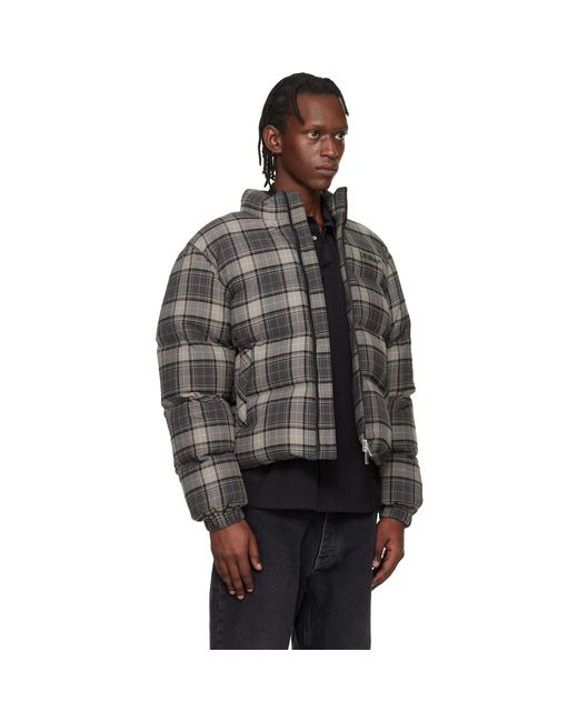 Off-White c/o Virgil Abloh Black Off- Spray Arrow Check Flannel Down Jacket for men