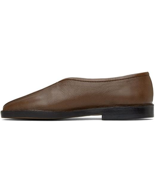 Lemaire Black Brown Flat Piped Slippers for men