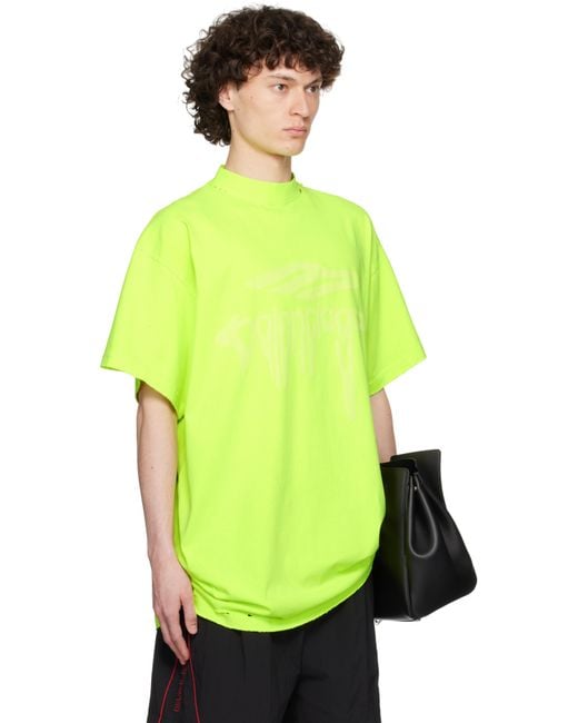 Balenciaga Green 3B Liquefied Oversized T-Shirt for men