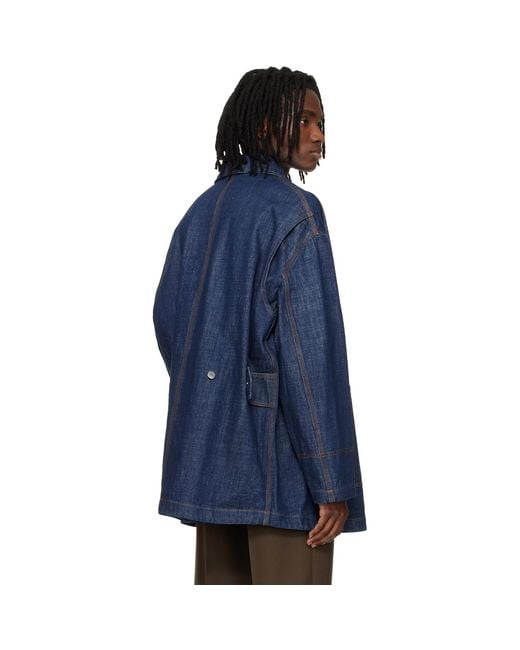 AMI Blue Heritage' Label Denim Worker Jacket for men