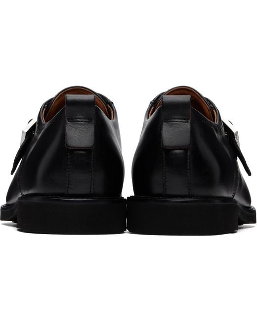 HUGO Black Leather Brogue Details Monkstraps for men