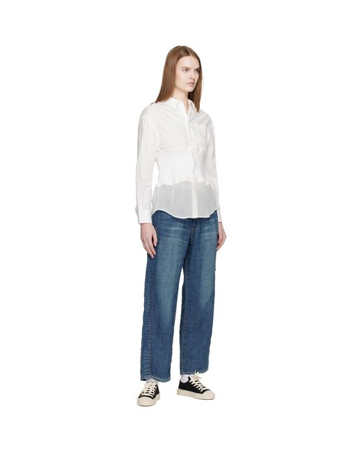 Undercover White Knit Paneled Shirt