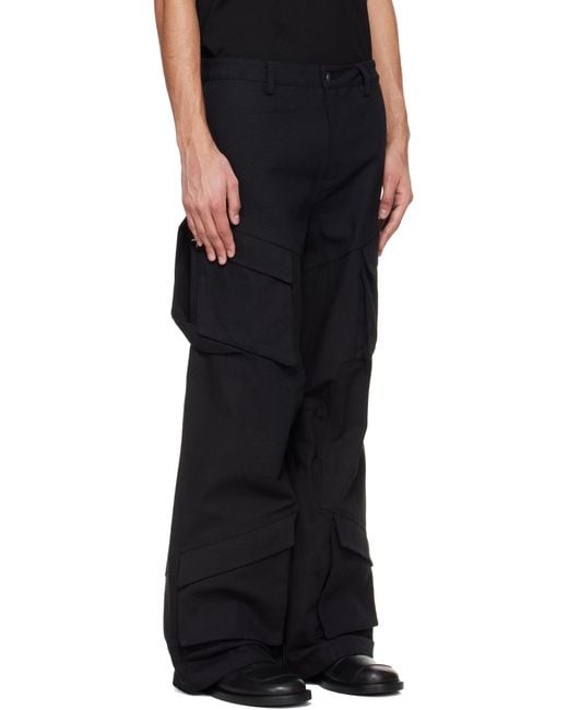 HELIOT EMIL Black Cellulae Cargo Pants for men