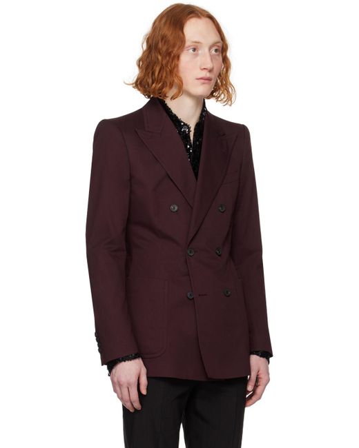 Dries Van Noten Purple Burgundy Peaked Blazer for men