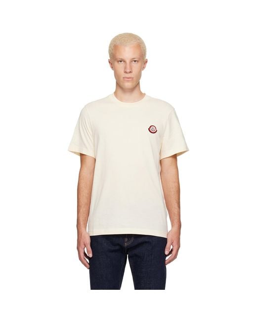 Moncler White Off- Logo Cotton Jersey T-Shirt for men