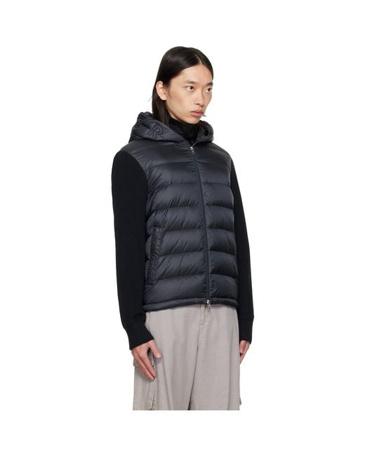 Moncler Black Padded Wool Zip-Up Down Hoodie for men