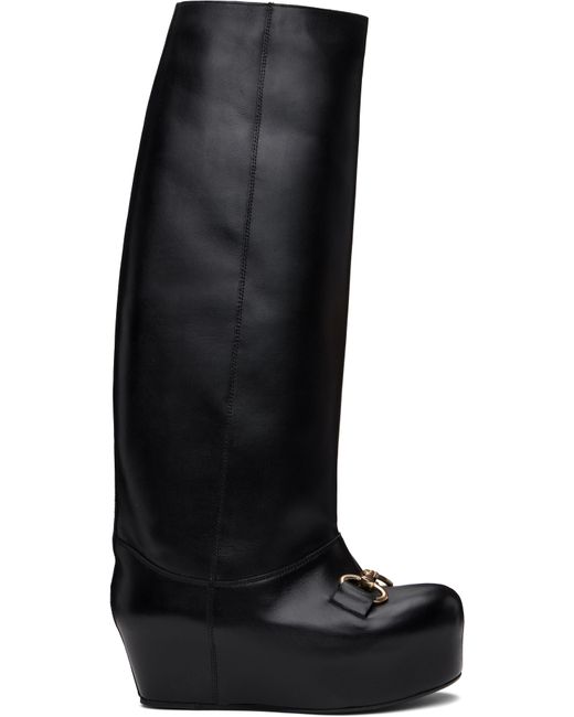 LAURA ANDRASCHKO Black Riding Buckle Tall Boots