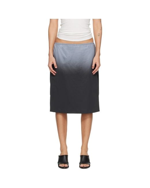 Alexander Wang Black Reflective Mid-Rise Midi Skirt