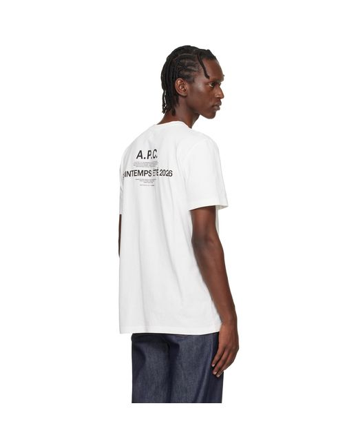 A.P.C. White 'Apc Printemps 26' T-Shirt for men