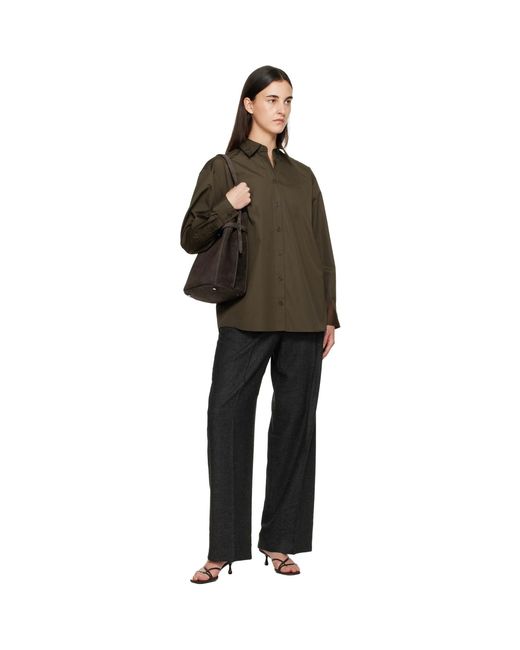 Totême Black Wide Flannel Trousers