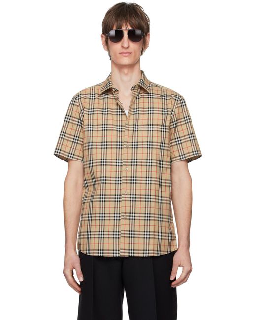 Burberry Natural Beige Check Shirt for men