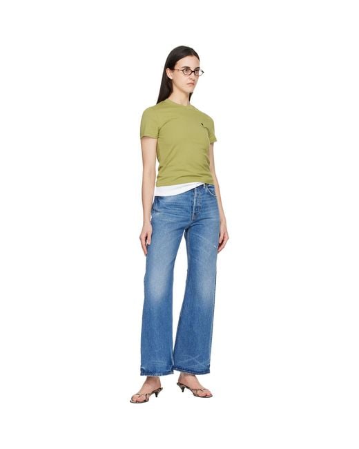 AMI Orange Cotton Ami De Coeur Cropped T-Shirt