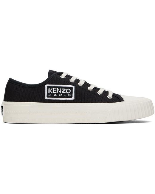 KENZO Black Paris Foxy Embroidered Canvas Sneakers for men