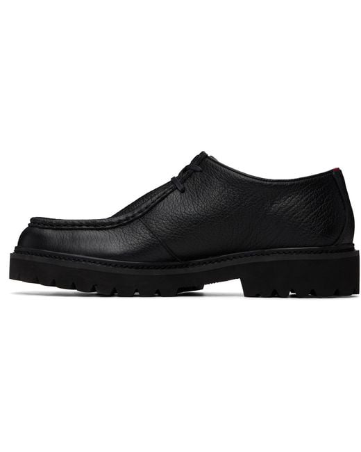 HUGO Black Tumbled Leather Derbys for men