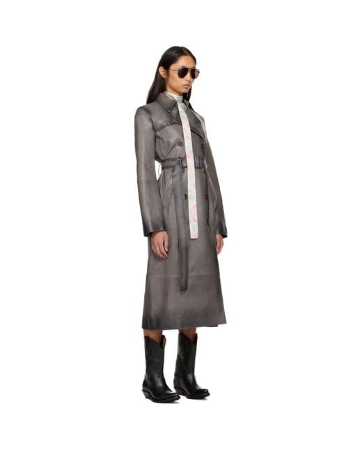 Acne Black Ombré Leather Trench Coat