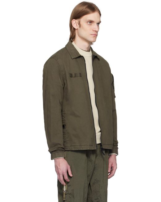 メンズ Stone Island カーキ Organic Stretch Broken Twill Cotton Old Effect オーバーシャツ Black