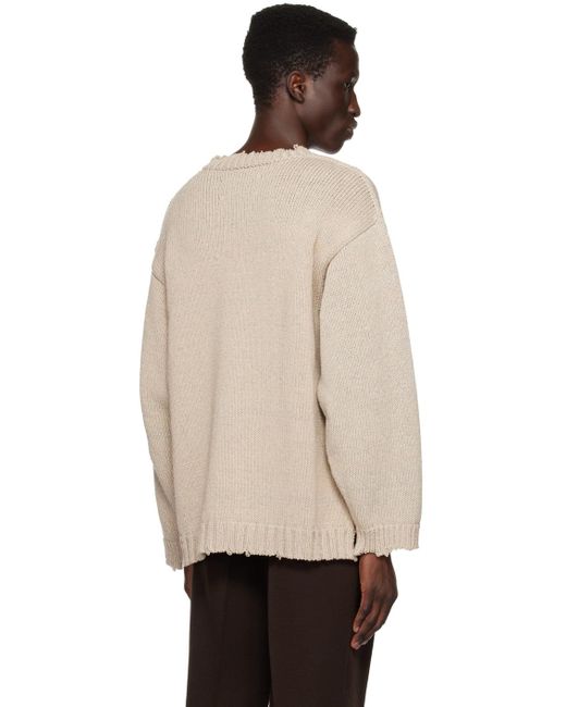 Maison Margiela Natural Beige Distressed Sweater for men