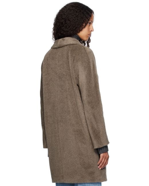 Max Mara Brown Taupe Roseto Faux-Fur Coat