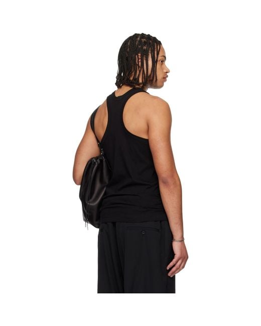 Yohji Yamamoto Black Single Jersey V Neck Tank Top for men