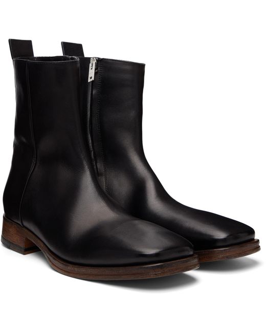 Acne Black Leather Ankle Boot for men