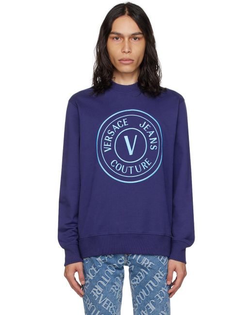 Versace Blue Navy V-emblem Sweatshirt for men