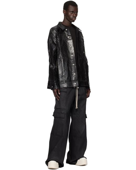 Rick Owens Black Porterville Jumbo Worker Denim Jacket for men