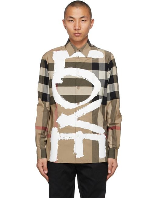 Chemise beige vintage check 'love' Burberry pour homme en coloris Neutre |  Lyst