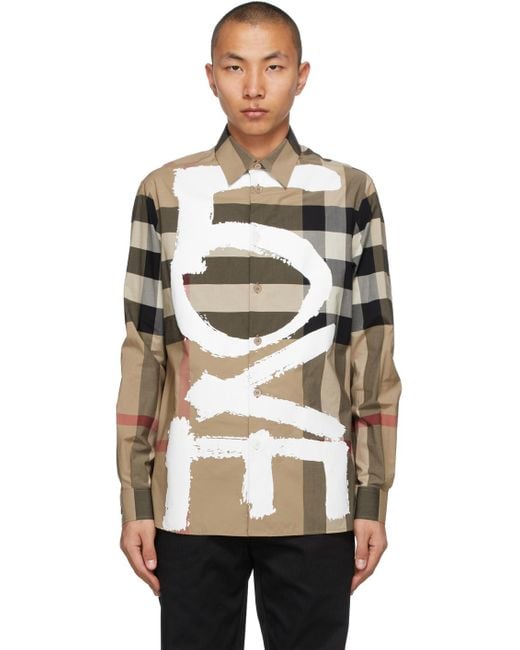 Burberry Cotton Vintage Check 'love' Shirt in Natural for Men | Lyst  Australia