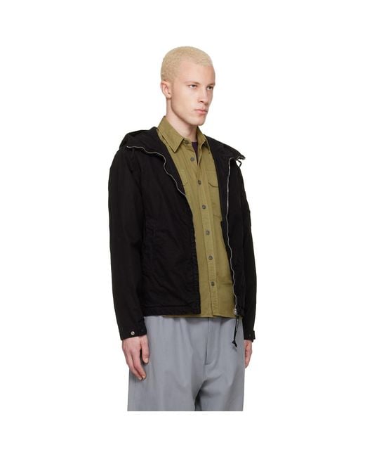 C P Company Black Micro-Reps Hooded Lens Jacket for men