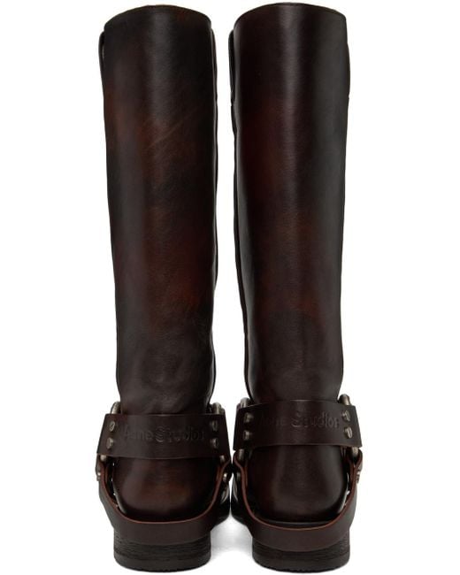 Acne Black Ssense Exclusive Brown Stirrup High Boots