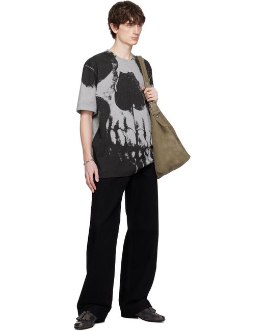 メンズ Alexander McQueen グレー スカル Tシャツ Black