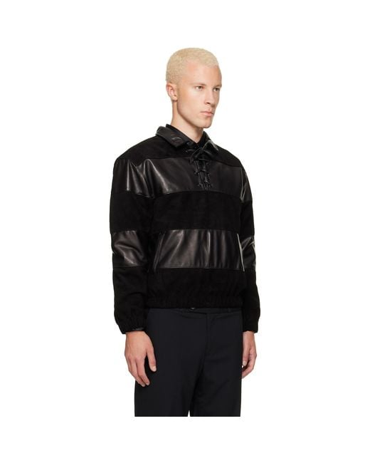 Ernest W. Baker Black Leather & Suede Sailor Jacket for men