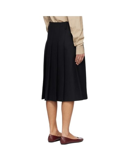 A.P.C. Black Pleated Midi Skirt