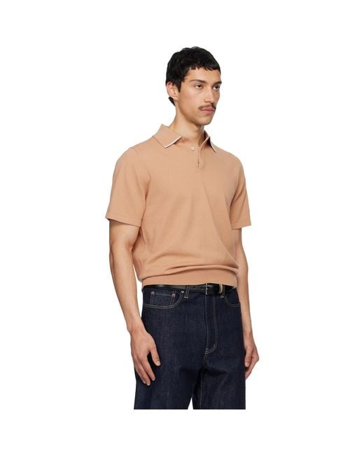 Paul Smith Blue Tan Short Sleeve Polo for men